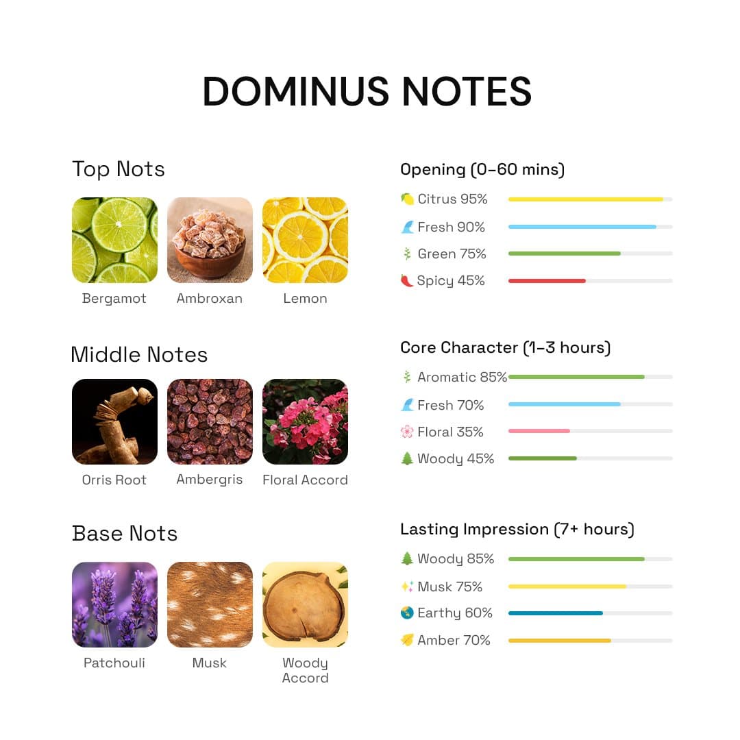 Dominus Office for Men impression showing bergamot and ambroxan notes